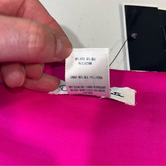 OSCAR DE LA RENTA Skirt Bright Pink Size 16 Wool Silk Belted Pencil Office NWT - Picture 13 of 15